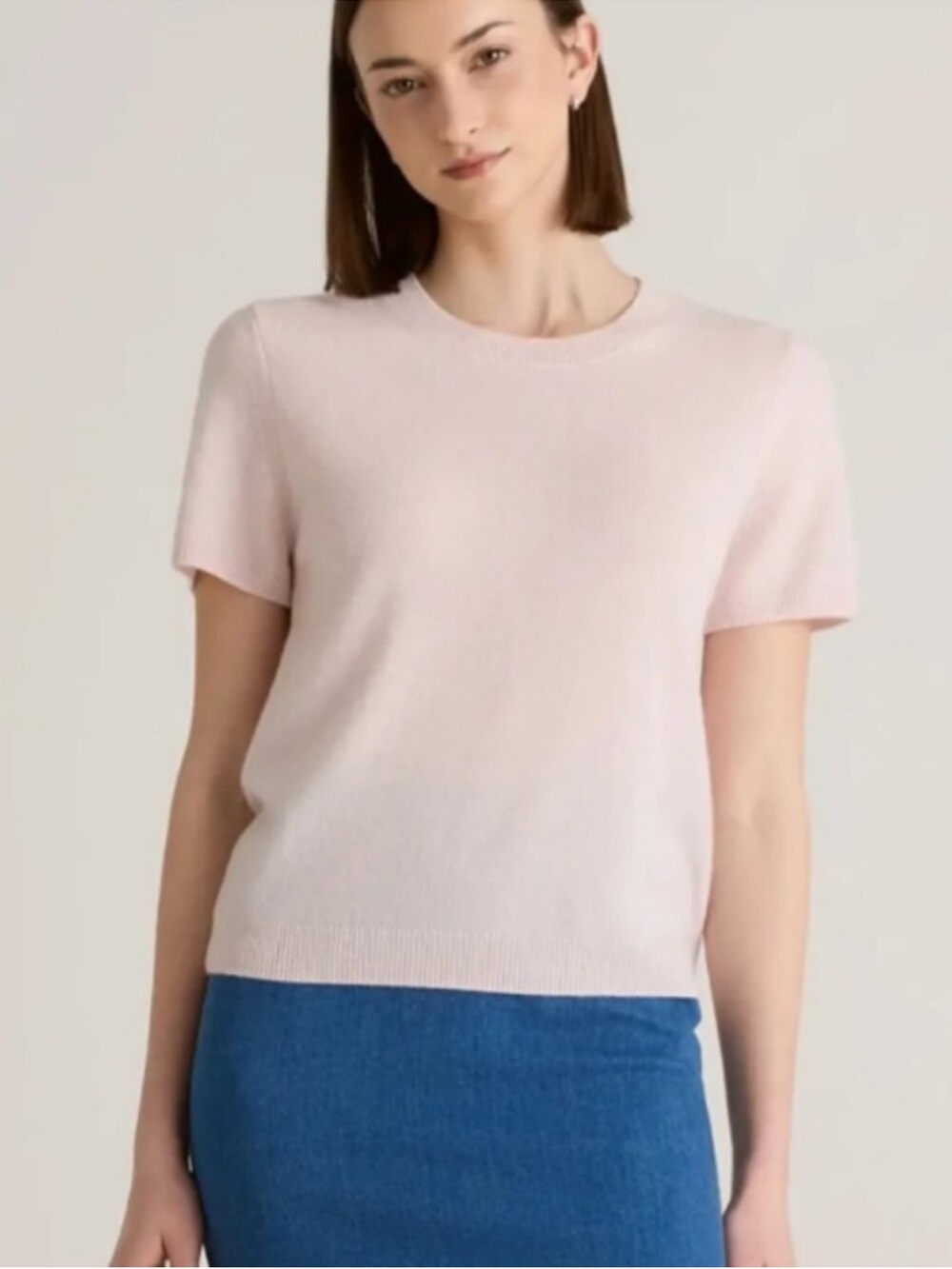 Quince Mongolian Cashmere Tee Minimal Pink Size S